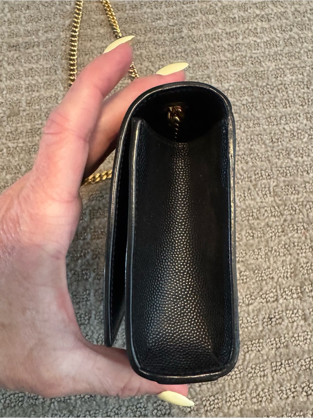Saint Laurent Black Leather Wallet-On-Chain with Gold YSL Logo - Picture 8 of 10
